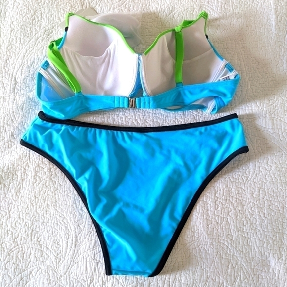 EUROPEAN Neon Bright Blue Bikini 18 / 20 plus size - Picture 2 of 10